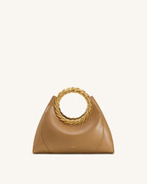 Amiya Leaf Handle Sculpture Bag - Brown