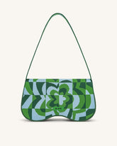 Becci Knitted Shoulder Bag - Dark Green & Green & Ice