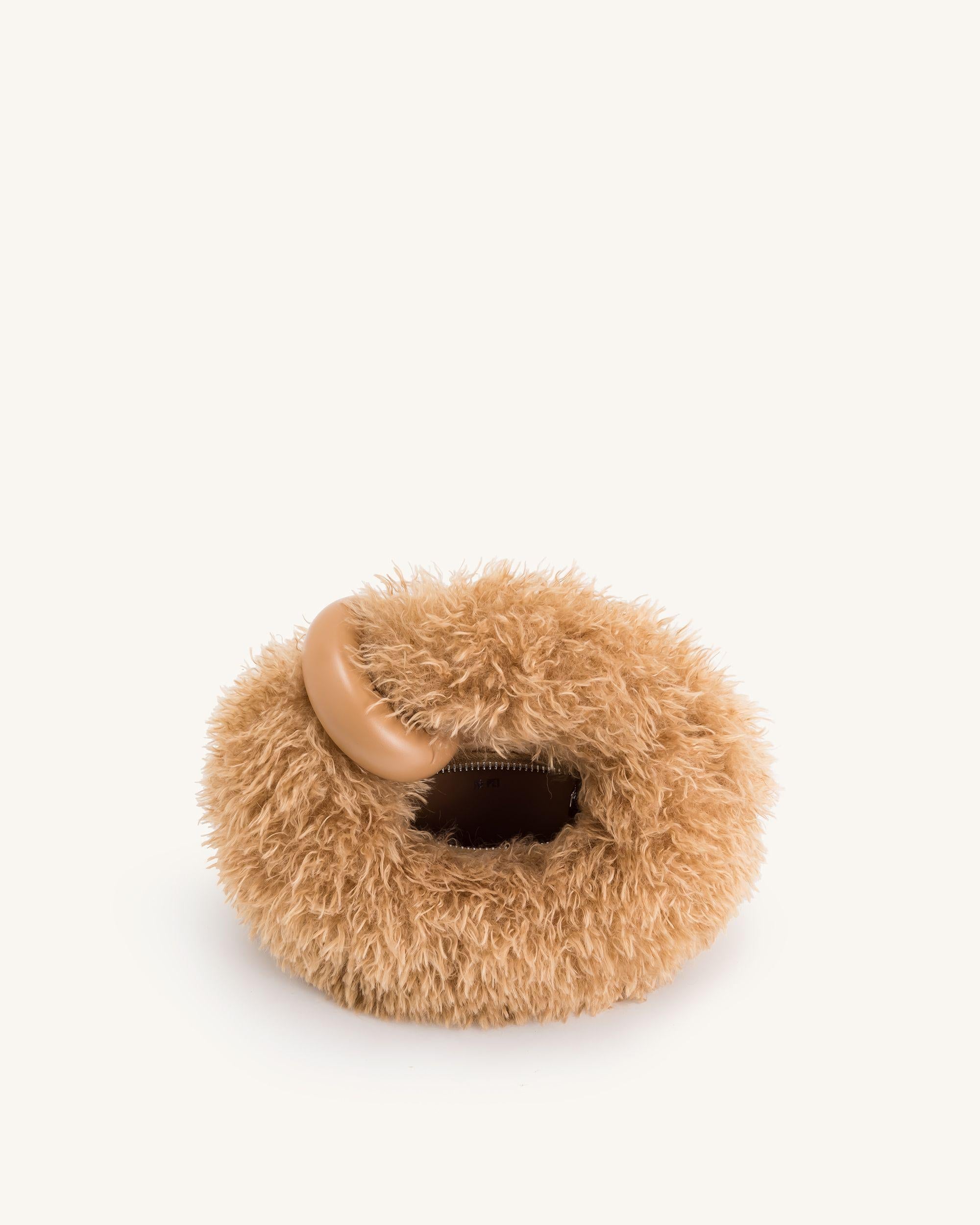 Abacus Faux Fur Mini Top Handle Bag - Yellow Brown