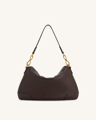 Jayla Metal Pendant Embellished Shoulder Bag - Dark Brown
