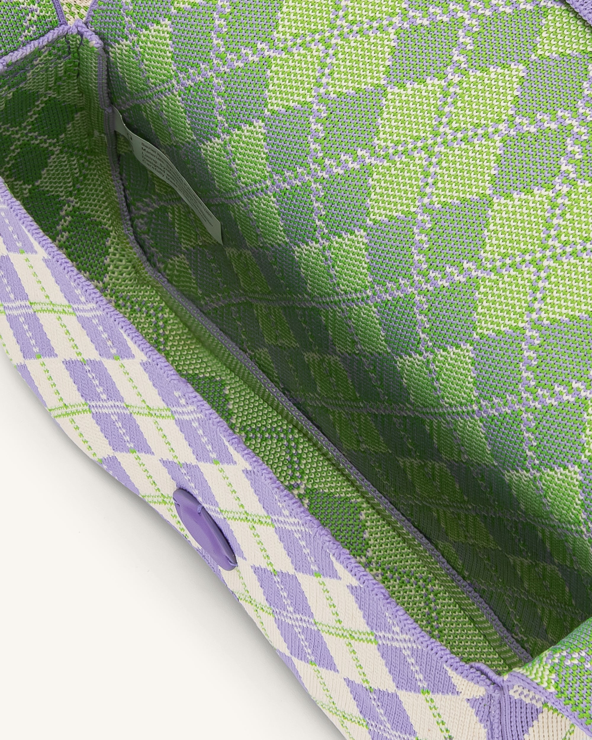 Becci Knitted Shoulder Bag - Purple & Ivory & Lime