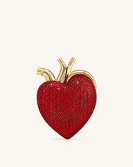 Maren Artificial Crystal Heart Shaped Bag - Red