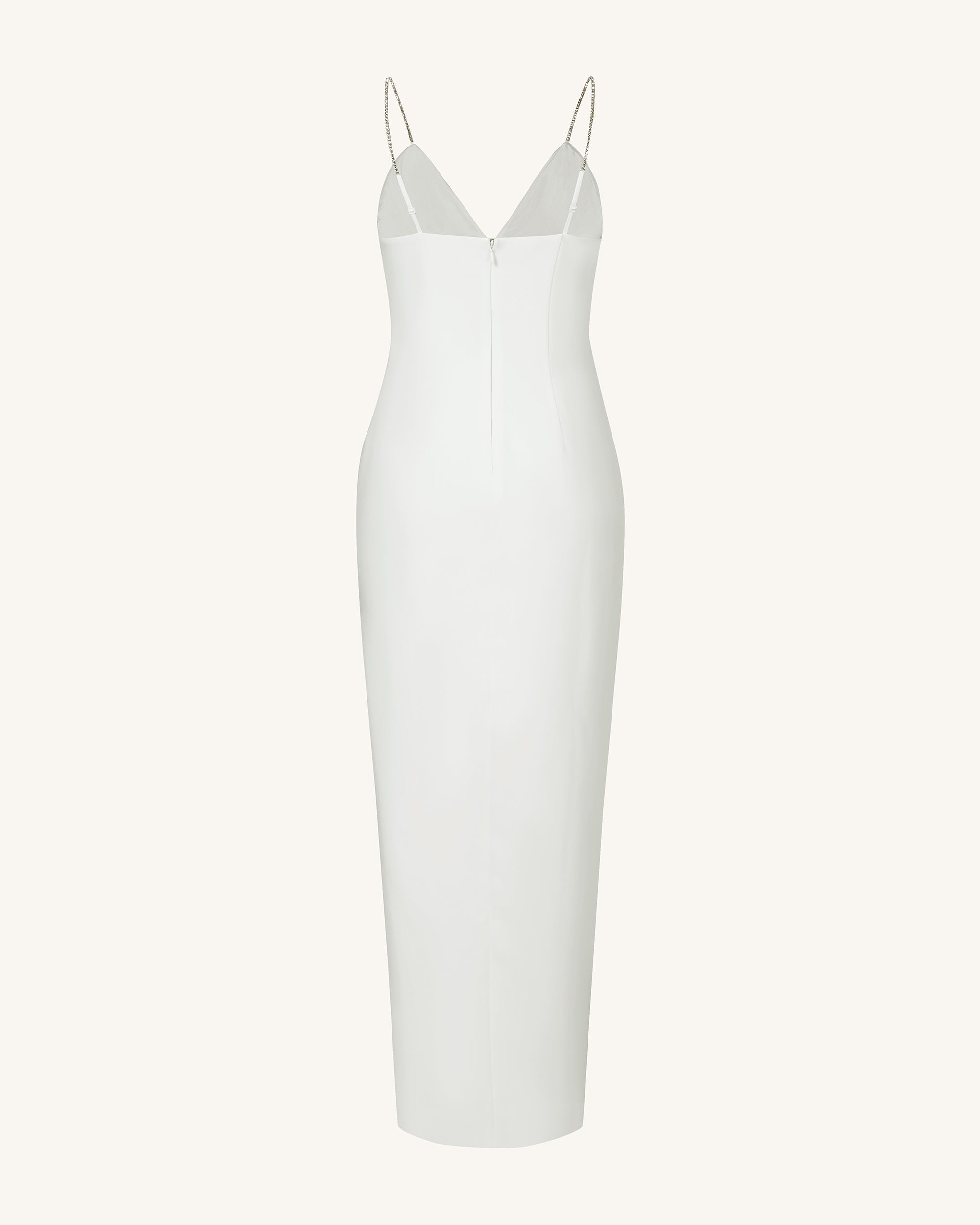 Ayliua Sweetheart-Neckline Rhinestones Embellished White Long Dress - White