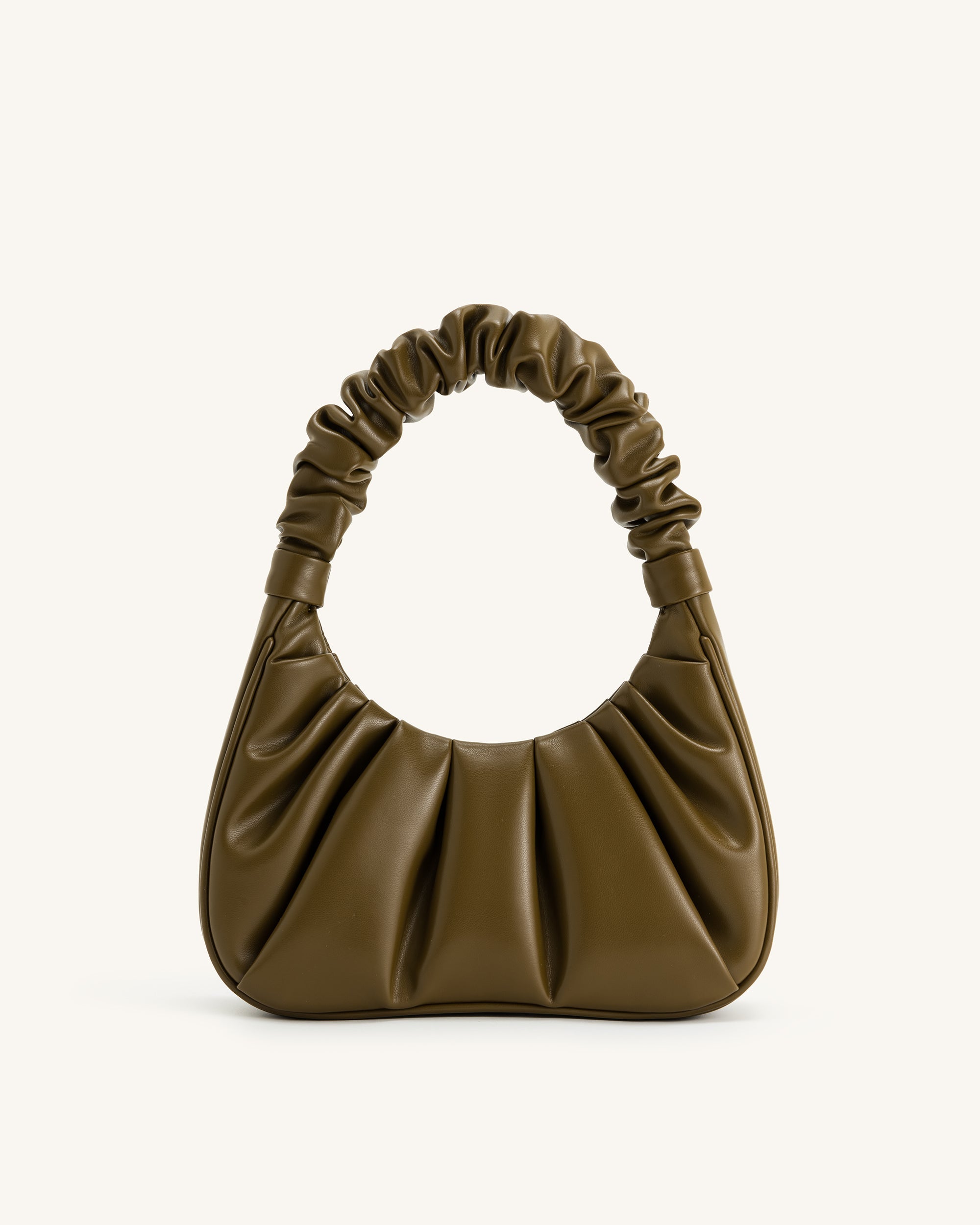 Gabbi Ruched Hobo Handbag - Dark Olive