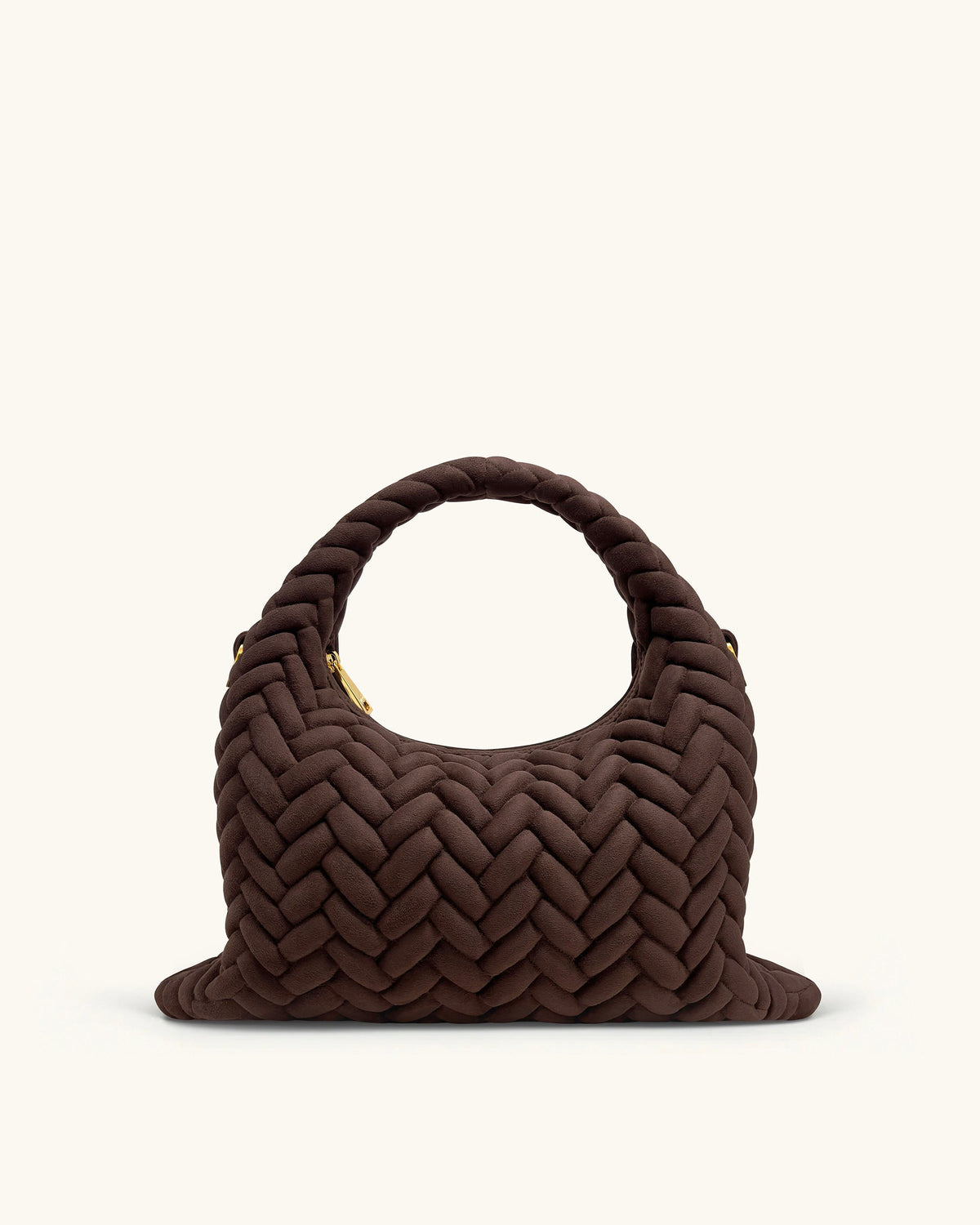 Cora Faux Suede Quilting Handle Bag - Dark Brown