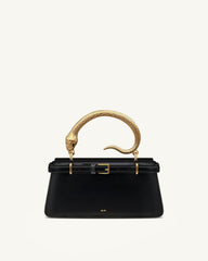 Elena Snake Handle Top Handle Bag - Black